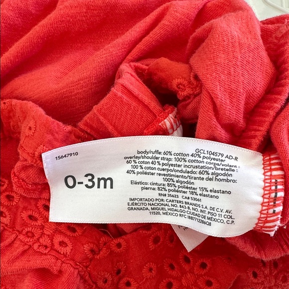 Carter’s Red Eyelet Ruffle Baby Romper - Picture 4 of 5